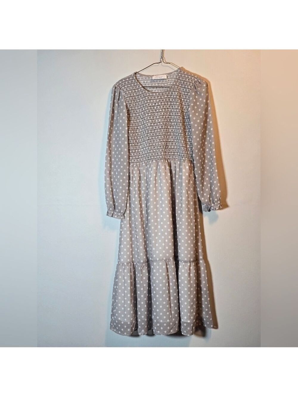 Mad about style pokerdot midi long sleeves dress